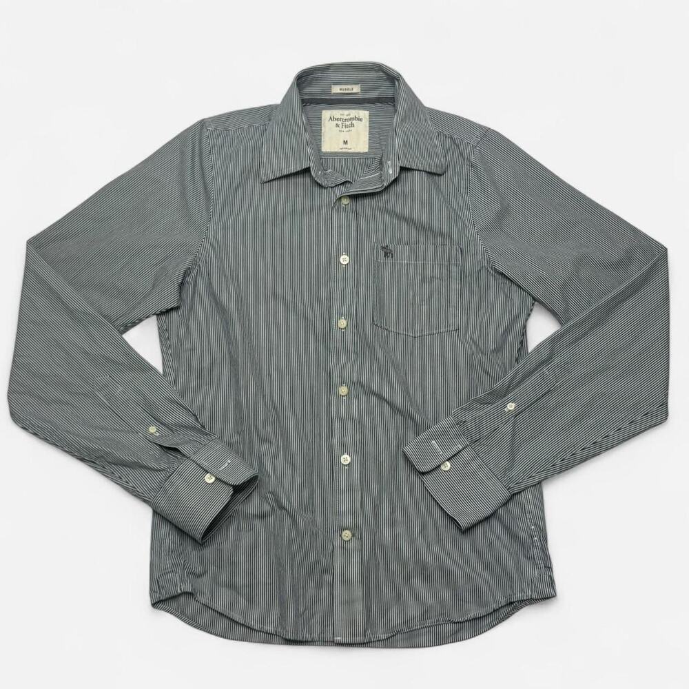 Abercrombie & Fitch Pinstripe Button Down Shirt Muscle Fit Medium